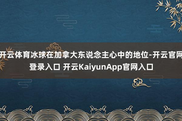 开云体育冰球在加拿大东说念主心中的地位-开云官网登录入口 开云KaiyunApp官网入口