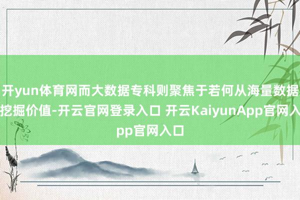 开yun体育网而大数据专科则聚焦于若何从海量数据中挖掘价值-开云官网登录入口 开云KaiyunApp官网入口