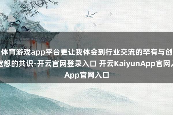 体育游戏app平台更让我体会到行业交流的罕有与创作宽恕的共识-开云官网登录入口 开云KaiyunApp官网入口